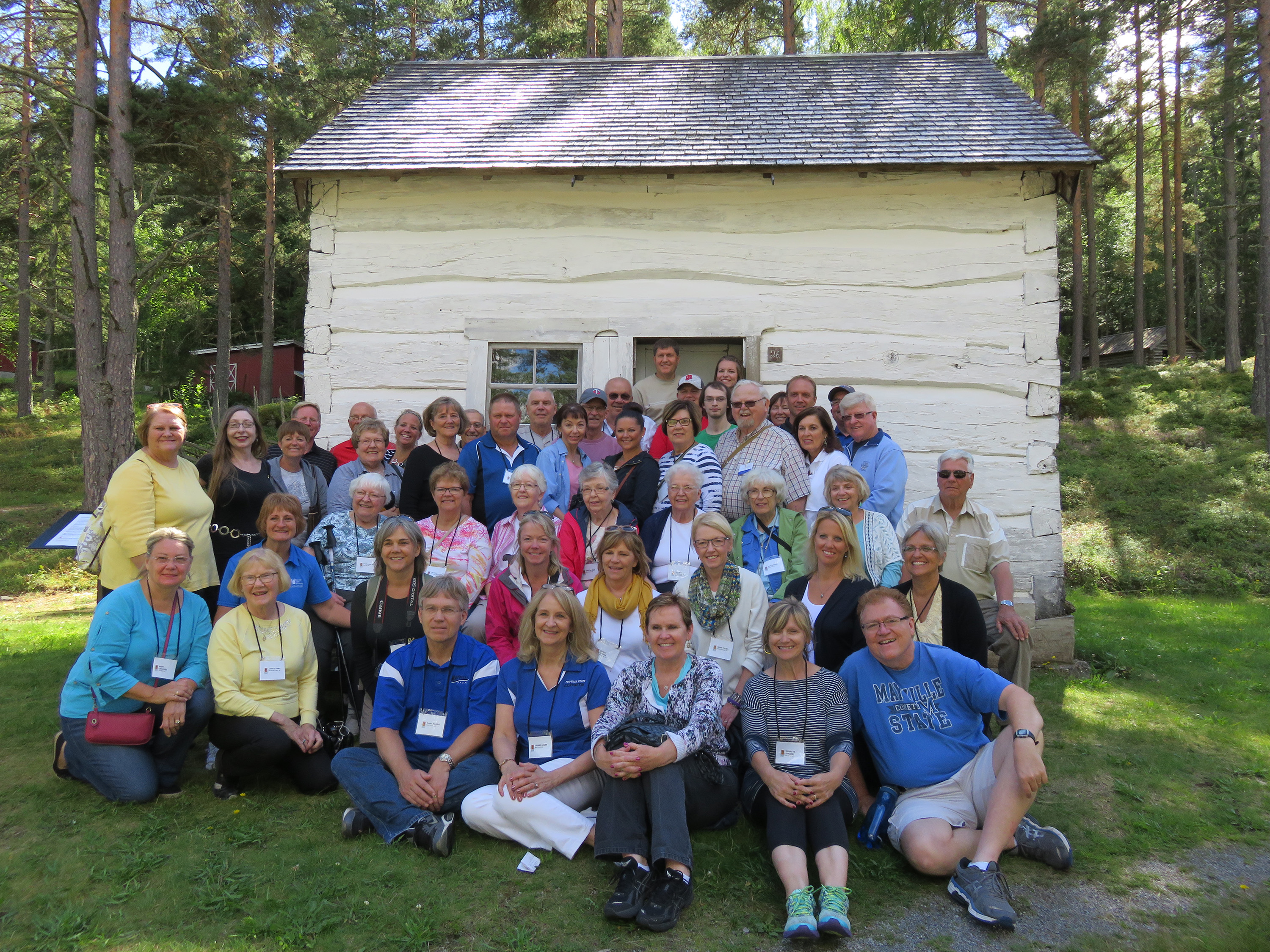 The group at the Emigranthuset at Hallingdal Folkemuseum. The cabin was built in 1882 by Ole Svendson Skrattegard, an Al, Norway native, It was between Hatton and Northwood, N.D. before going to Norway in 1998.